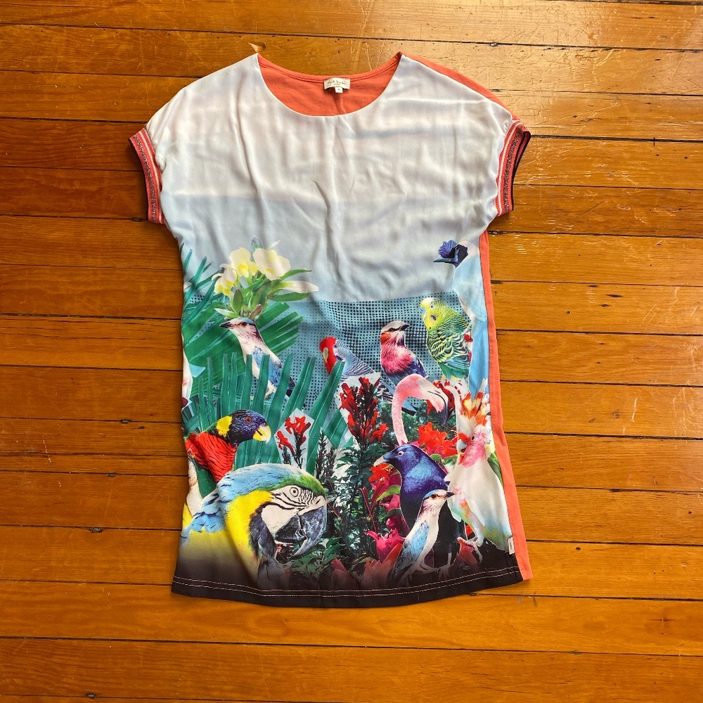 Tropical bird graphic dress - Paul Smith Junior